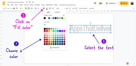 how to give words an outline in google slides