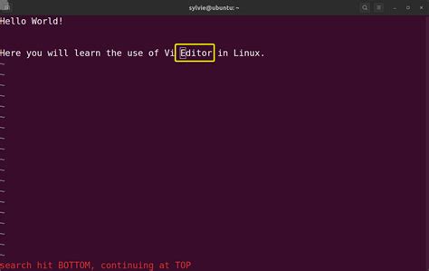 how to go to next line in vi editor in linux