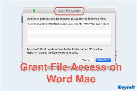 how to grant access to excel file on mac