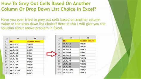 How To Grey Out Cells In Excel Based On Another Cell