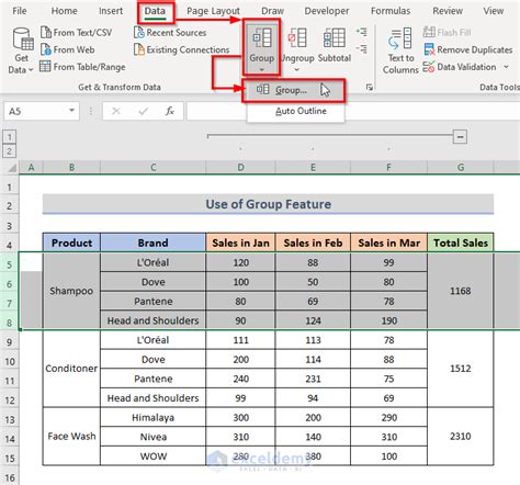 how to group cells in excel
