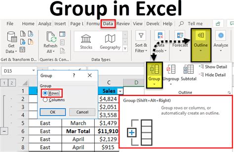how to group cells in excel by name