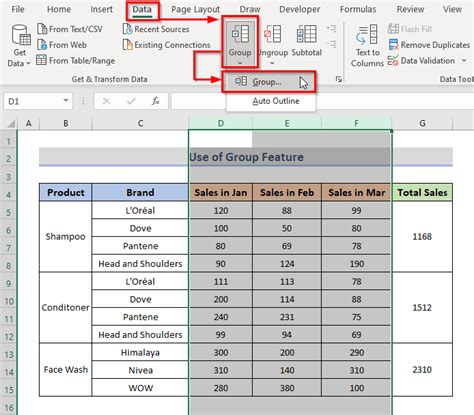 how to group cells in excel for sorting
