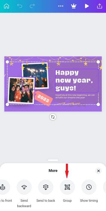 how to group elements in canva mobile app