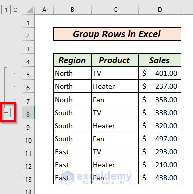 how to group rows in excel