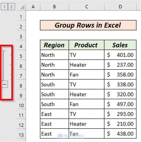how to group rows in excel table