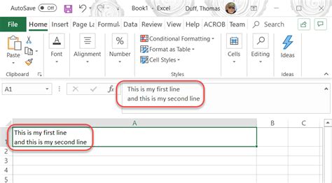 how to have 2 lines in excel cell