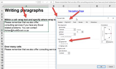 how to have a paragraph in excel cell