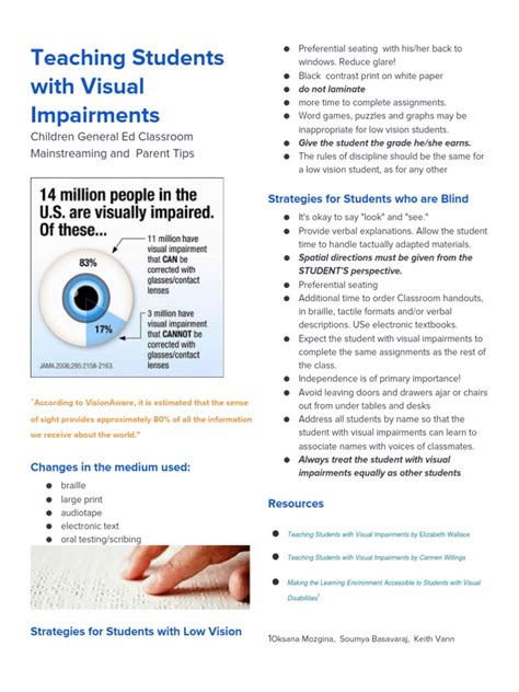 How To Help A Child With Visual Impairment In The Classroom Pdf