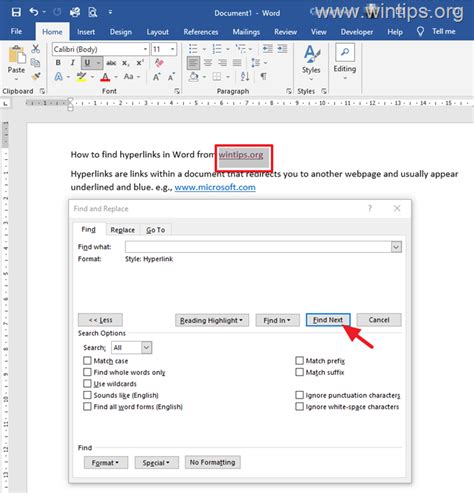 how to hide a link in text word