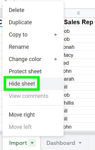 How To Hide A Tab In Google Sheets