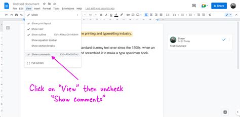how to hide all comments in google docs