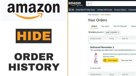 how to hide an amazon order from history