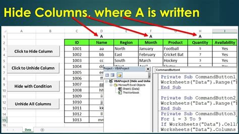 how to hide and unhide columns in excel using vba