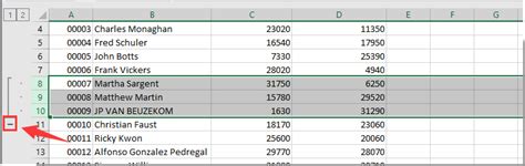 how to hide and unhide columns in excel with plus or minus sign