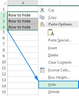 how to hide and unhide rows in excel with a button