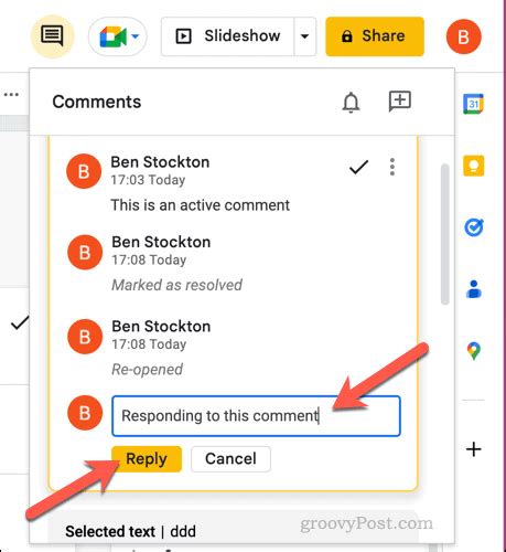 how to hide comments in google slides