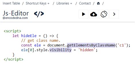 how to hide content in html using javascript