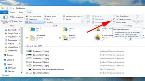 how to hide file type in windows 10