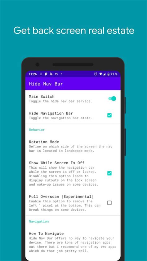 how to hide navigation bar in apps