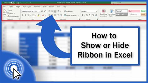how to hide ribbon in excel 365