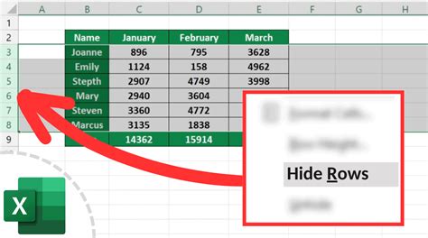 how to hide rows with button in excel