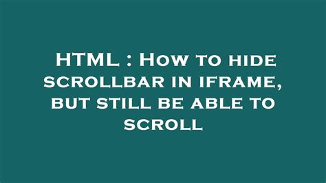 How To Hide Scrollbar In Html W3Schools