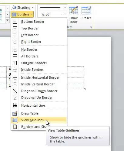 How To Hide Table In Word 2010