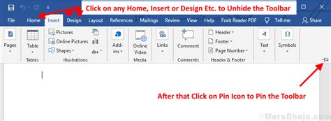 how to hide toolbar in ms word