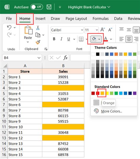 how to highlight blank rows in excel