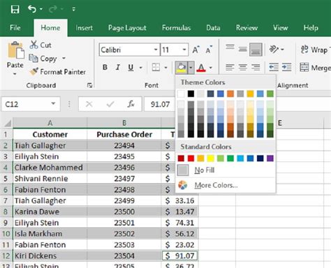 how to highlight color in excel