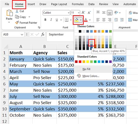 how to highlight every second cell in excel