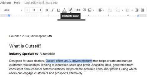how to highlight in docs mobile