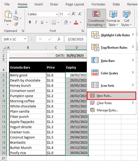 how to highlight near expiry date in excel