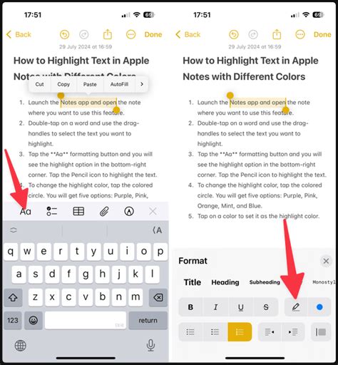 how to highlight text in notes