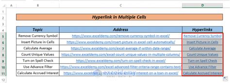 how to hyperlink multiple cells in excel