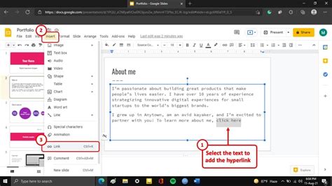 how to hyperlink slides in google slides