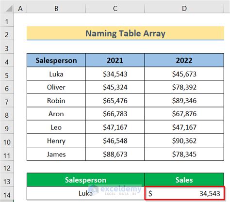 How To Identify A Table Array In Excel