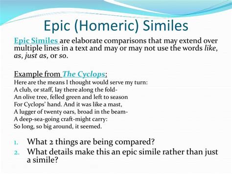 how to identify an epic simile in a text