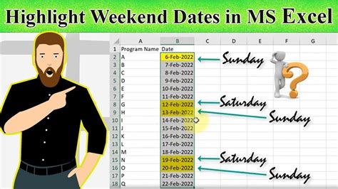 how to identify saturday and sunday in excel