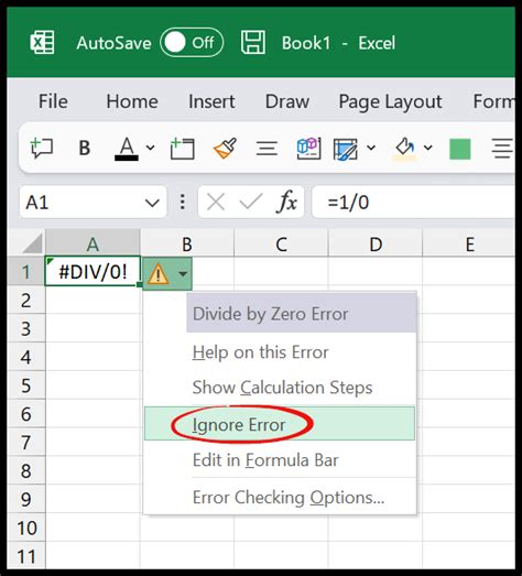 how to ignore all errors in excel at once