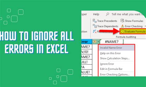how to ignore all errors in excel cells