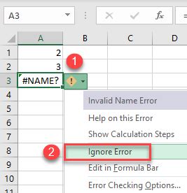 how to ignore all formula errors in excel at once