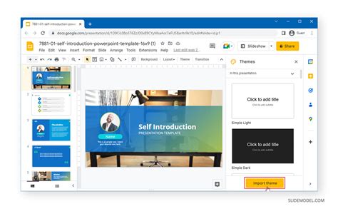 how to import a template on google slides