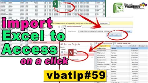 how to import data from excel to access table using vba