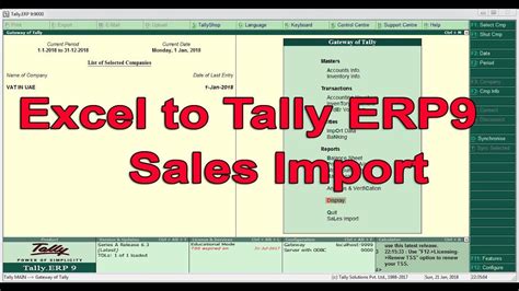how to import excel file in tally erp 9