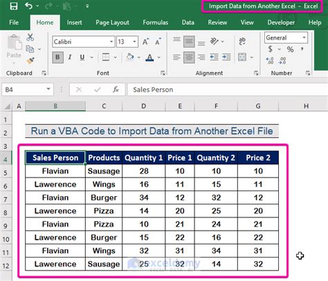 how to import excel to another excel