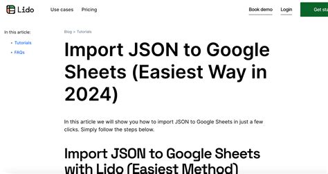 how to import json into google sheets
