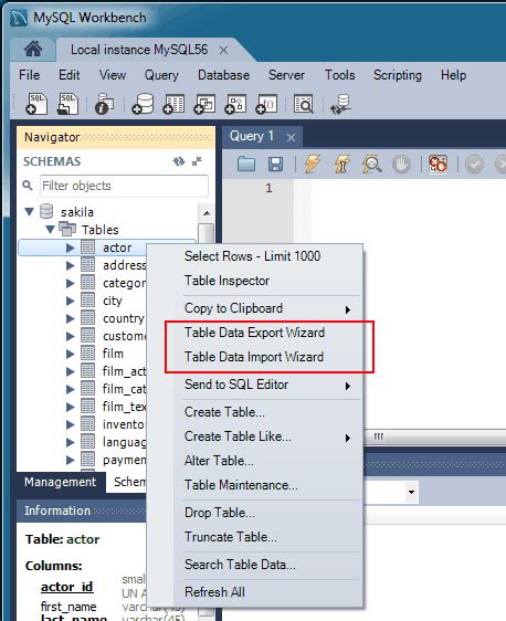 how to import table in mysql workbench