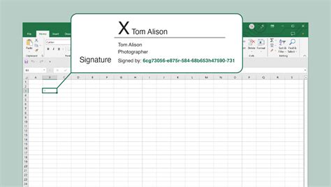 how to include a digital signature in excel